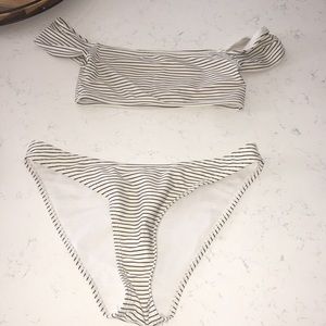 Boohoo striped high leg bikini